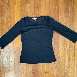Love 21 Women’s Black Top 3/4 Sleeves Mesh Tulle Insert Sz Small